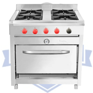 Cocina Industrial 4 platos 58x65 Ticgas con el fondo del logo de Imperio Gastronómico